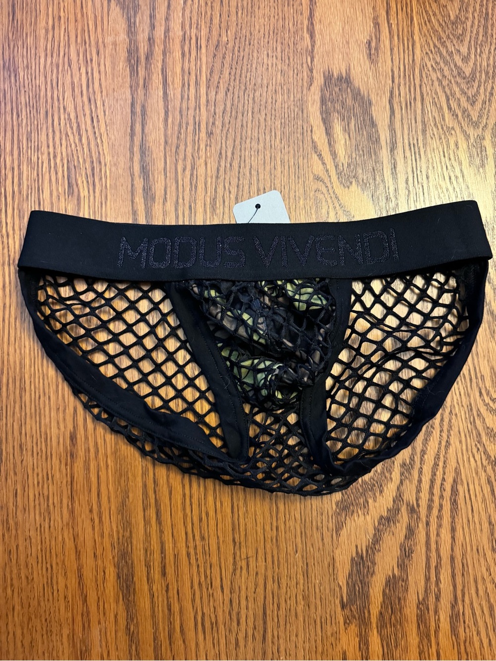 Men’s Modus Vivendi Camo/Fishnet Tanga Sports Brief in Black (L-32/34) - NWT